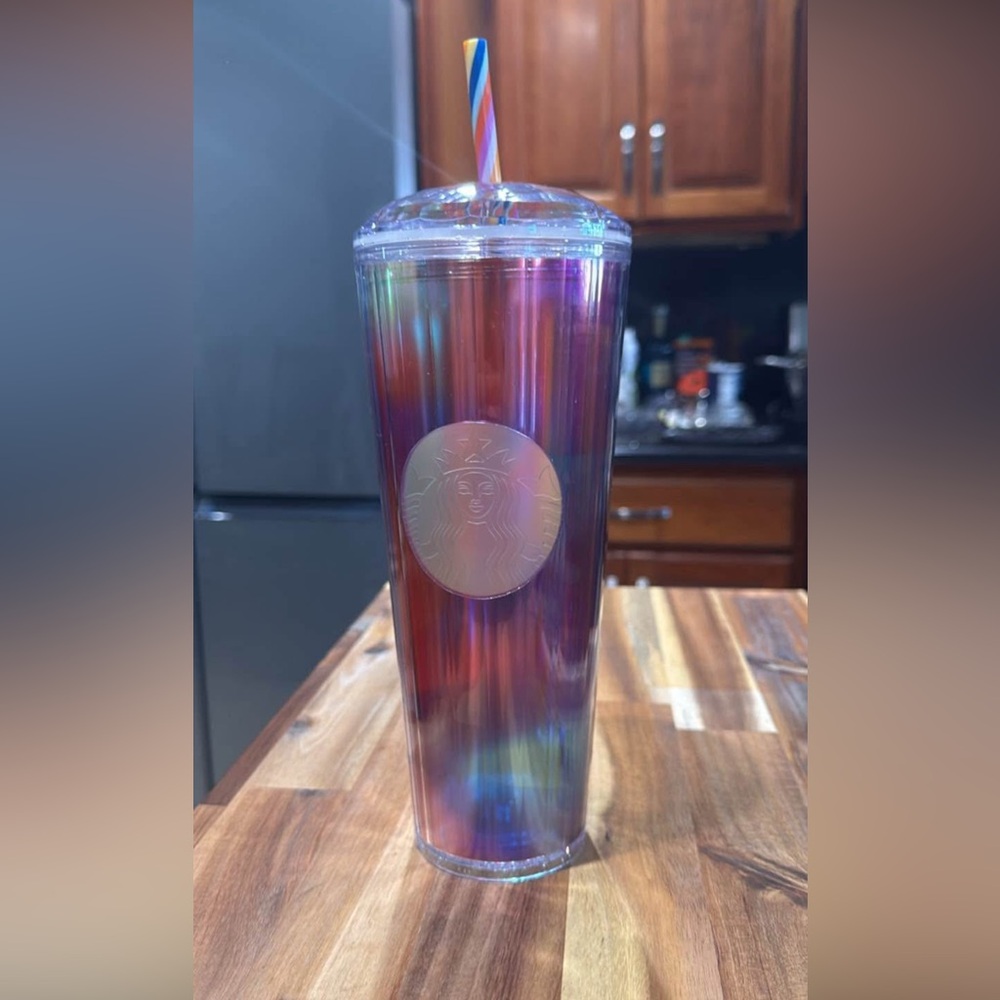 Starbucks Multicolor Iridescent Tumbler with Lid and Straw